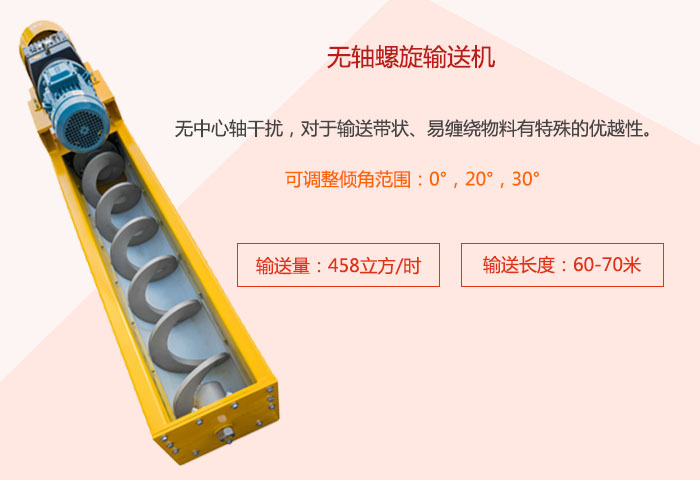采用無軸設(shè)計(jì)，適合輸送粘性強(qiáng)、易堵塞的物料