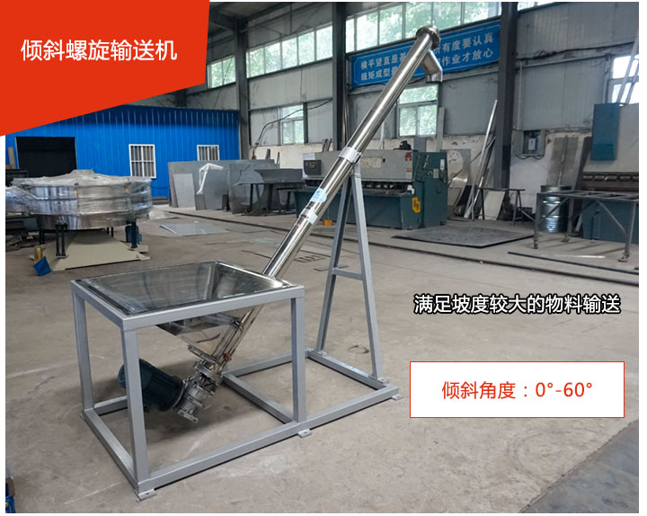 傾斜螺旋輸送機(jī)可用于60°范圍內(nèi)輸送散狀物料、不回流